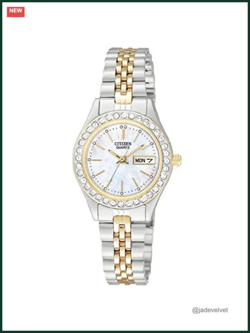 CITIZEN Women's Dress Watch, Stainless Steel Bracelet with Crystals, Day Date,